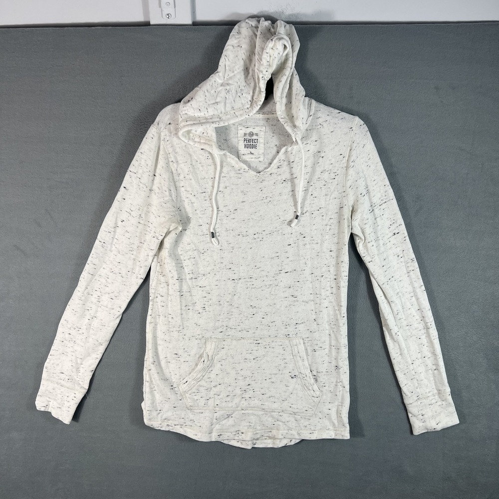 SO Perfect Hoodie Men's Size M White Gray Marled Long Sleeve Pullover Activewear